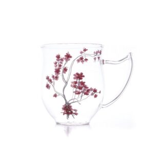 Becher 0,3l Cherry Blossom aus Glas für Büro und Zuhause mit Transparentglas-Spezialfunktion und 4 Farben