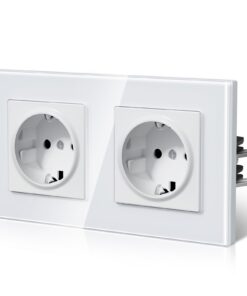 BSEED Neu E-Serie Glas Steckdose 16A 250V 2 Fach Weiß Kinder Sicherheit Easy Install