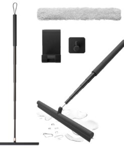 Duschabzieher Schwarz Einstellbar 30-120cm | Abzieher Dusche mit Halterung Schwarz Badezimmer | Fensterabzieher Silikon