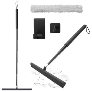 Duschabzieher Schwarz Einstellbar 30-120cm | Abzieher Dusche mit Halterung Schwarz Badezimmer | Fensterabzieher Silikon