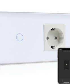 BSEED Normal Steckdose mit Smart Alexa Lichtschalter - Kompatibel mit Alexa und Google Home - Glas Touchscreen-Schalter