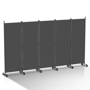 AnsoB RCA Anthrazit 5-teiliger Rollenparavent, Balkonsichtschutzwand, leicht installierbar 284x181x30cm
