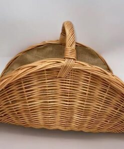 XL Kaminholzkorb aus Weide mit Jute 60 cm – Großer Weidenkorb für Kaminholz