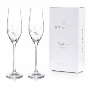 Brilant Romantic Passion Champagnergläser mit Swarovski-Kristallen - Gravierte Herzen, Minimalistisches Design - Hochzei