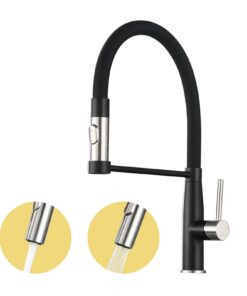 2025 Wasserhahn Küche Schwarz - Edelstahl Spültischarmatur, Hochdruck Mischbatterie, Wassersparend, 360° Schwenkbar, Aus