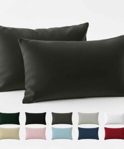 Dreamzie Oeko Tex Standard 100 Kissenbezug 40 x 80 cm - Renforcé Baumwolle - Anthrazit - Dicht gewebt mit 57 Fäden/cm² -