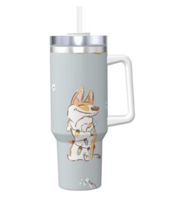 YWSOTRE Süßer Corgi Ice Bully Cup 40OZ Edelstahlbecher | YWSOTRE Süßer Corgi 40OZ Wasserflasche mit Griff | YWSOTRE Süß