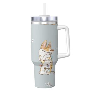 YWSOTRE Süßer Corgi Ice Bully Cup 40OZ Edelstahlbecher | YWSOTRE Süßer Corgi 40OZ Wasserflasche mit Griff | YWSOTRE Süß