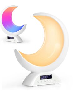 Lichtwecker mit Bluetooth Lautsprecher für Erwachsene und Kinder | Touch-Steuerung Lichtwecker mit 19 Lichtmodi | Bluet