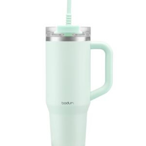 BODUM Travel Mug Tumbler 1,2 L Baby Blue - Metallflasche für kalte Getränke und heißen Kaffee - Spülmaschinengeeignet -
