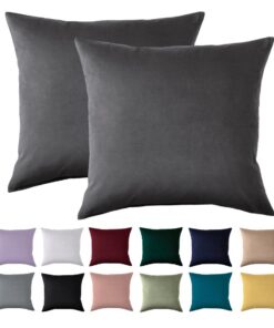 Kissenbezug 80x80 - Bügelfrei & Knitterfrei Für Kopfkissen 100% Mikrofaser Reißverschluss Anthrazit 2er Set
