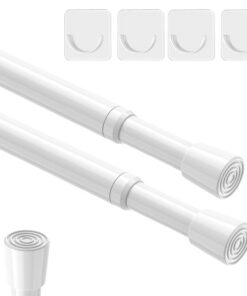 Aizesi Weiss Bohrenlose Teleskopstange 68-100cm, Verstellbare Klemmstange für Vorhänge, Carbonfree Certified für Küche