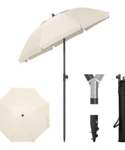 Laneetal Sonnenschirm Strand UV-Schutz UPF 50+ für Garten und Strand mit Tragetasche