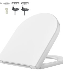 Rainsworth Nano Glaze Antibakterieller Toilettensitz Form D, Ergonomisch Gestaltet für Universal Nutzung mit Absenkauto