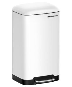 SONGMICS Tretmülleimer Küche 30 Liter aus Stahl mit Softclose - Weiß LTB01W