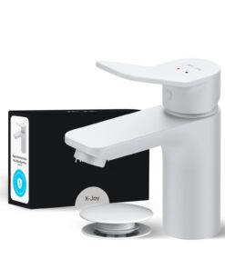 AM.PM X-Joy FXA82133 Waschtischarmatur Weiß Matt Mischbatterie Pop-Up Ventil Einhebel-Waschtischmischer mit Klick-Ablauf