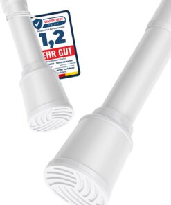 MEISENBERG Teleskop-Klemmstange 270–320 cm Ø32 mm, Weiß – Ausziehbare Gardinenstange zum Klemmen ohne Bohren