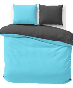Visaggio Wende Bettwäsche Mikrofaser für Allergiker Atmungsaktiv Set 200x220 cm + 2x Kissenbezug 80x80 cm Türkis Anthraz