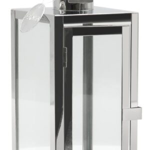 Dekovita Edelstahl Gartenlaterne 30cm - Metall Deko-Laterne mit Glas und Henkel für Outdoor-Bereich - Windlicht