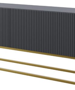 Selsey Goldene Beine Fernsehtisch Gefräste Schwarz 175 cm Veldio