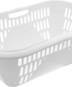 HRB Wäschekorb Plastik - Weiß, 40L Sortierkorb, 59,5 x 40 x 23 cm, für große Wäsche-Menge (1)