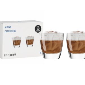 RITZENHOFF Cappuccino Glas - Gläser - 200 ml - 2er Set - Alpino Relief - Kaffee Kakao Milch - Made in Germany
