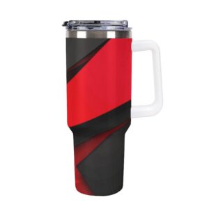 AQRJLPM Autobecher aus Edelstahl, isoliert, für kalte heiße Getränke, auslaufsicher, Reise-Kaffeebecher, Rot / Schwarz A