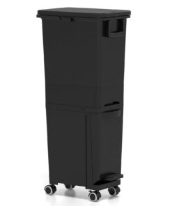 COSTWAY Schwarz 3-Fach 32L Abfalleimer mit Tret- & Schubfunktion