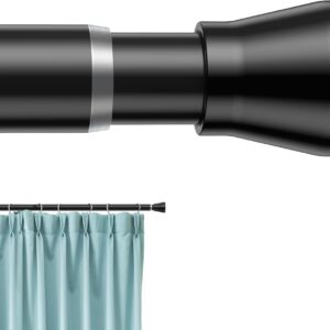 AIZESI Gardinenstange Schwarz - Verstellbar für Badezimmer und Vorhänge (113-197cm, 22mm Durchmesser)