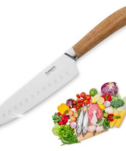 Kuppels Wood Santoku Messer mit Kullenschliff, extrem scharf & schnitthaltig, ideal für Profis & Hobbykochende im Küchen