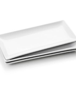 Porzellan Servierplatten 3er Set 35x15 cm Weiß Rechteckig