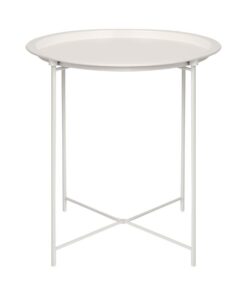 Harbour Housewares Mattweiß Stahl Runder Tabletttisch - Klein Falten Tragbar Sofa Bett Fernseher