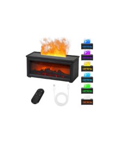 280 ml Flame Aroma Diffuser with LED Fireplace - 7-_farbenes Licht, Flammenwirkung, Duftöl-Diffuser mit Fernbedienung fü