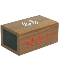 Kabelloses Aufladen 10-W-Bluetooth-Lautsprecher Wecker für Schlafzimmer mit 3 Alarme,Tonkontrolle und Temperaturerkennu