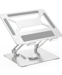 BoYata Laptopständer für Schreibtisch, Verstellbarer Computerständer mit 360° Drehbarer Basis - Ergonomischer Faltbarer