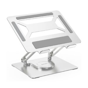 BoYata Laptopständer für Schreibtisch, Verstellbarer Computerständer mit 360° Drehbarer Basis - Ergonomischer Faltbarer