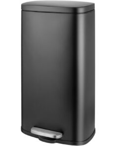LIFERUN Küche Mülleimer 30L Softclose Treteimer aus Stahl Schwarz
