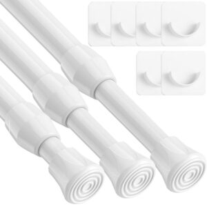 3 Stücks Klein Gardinenstange Ausziehbar ohne Bohren - Weiss für Store, Schrank und Kleiderschrank (60-84CM) - Ausziehba