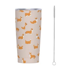 RFSHOP Cartoon Happy Corgi Dog Travel Coffee Mug 590ml Leaktight Thermos Stahlbecher fürcapturesogene Getränke