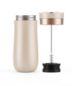 I Cafilas 2-in-1 Edelstahl Thermosbecher mit French Press - Isolierter Reisekaffeebecher, Tragbare Kaffee- & Teepresse,