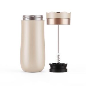 I Cafilas 2-in-1 Edelstahl Thermosbecher mit French Press - Isolierter Reisekaffeebecher, Tragbare Kaffee- & Teepresse,