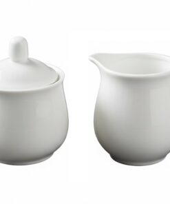 Provance 3-teiliger Porzellan Milchkännchen-Zuckerdose-Set mit Deckel | Provance Küchenhelfer Milch- & Zuckerbehälter f