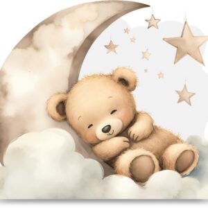 Bärchen Geschenk Holzkarte - Geburtstagskarte mit Mond Deko | Ideal für Baby Geschenke, Niedliche Geburtstagsgeschenk Ba