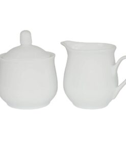 Provance 3-teiliges Porzellan Milch- und Zucker Set mit Deckel für den gedeckten Tisch | Provance 3-teiliges Porzellan
