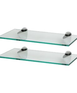 Harbour Housewares 2X Klar 40cm Schwebende Glas Wandregale - Badezimmer Küche Lagerung mit Silber Klammern