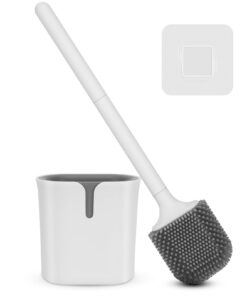 Silikon Klobürste - Moderne WC Bürste aus Silikon für Wandmontage ohne Bohren, Grau & Weiß | Klobürste Silikon - WC Bür