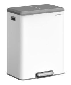 SONGMICS Softclose-Deckel Küchenabfalleimer, Recycling und Restmüll, 2 x 30 L, Wolkenweiß LTB556W02