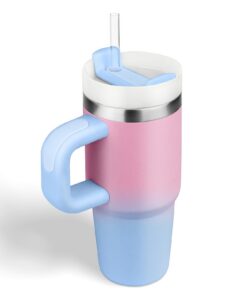 14oz Thermobecher für Kinder mit Strohhalm und Deckel, 304 Edelstahl, Farbverlauf bis Blau 14oz Kinder Tumbler mit Stroh