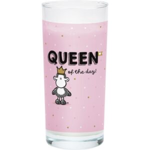 Sheepworld Trinkglas Motiv "Queen" - Glas, 50 cl, farbig bedruckt, mit Golddruck | Perfektes Geschenk für Sie, Freundin,
