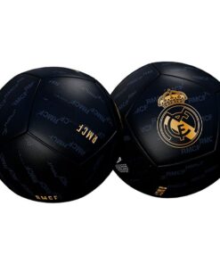 Real Madrid Fußballball Goldenes Wappen Schwarz Glänzend Größe 5 Offizielles Produkt